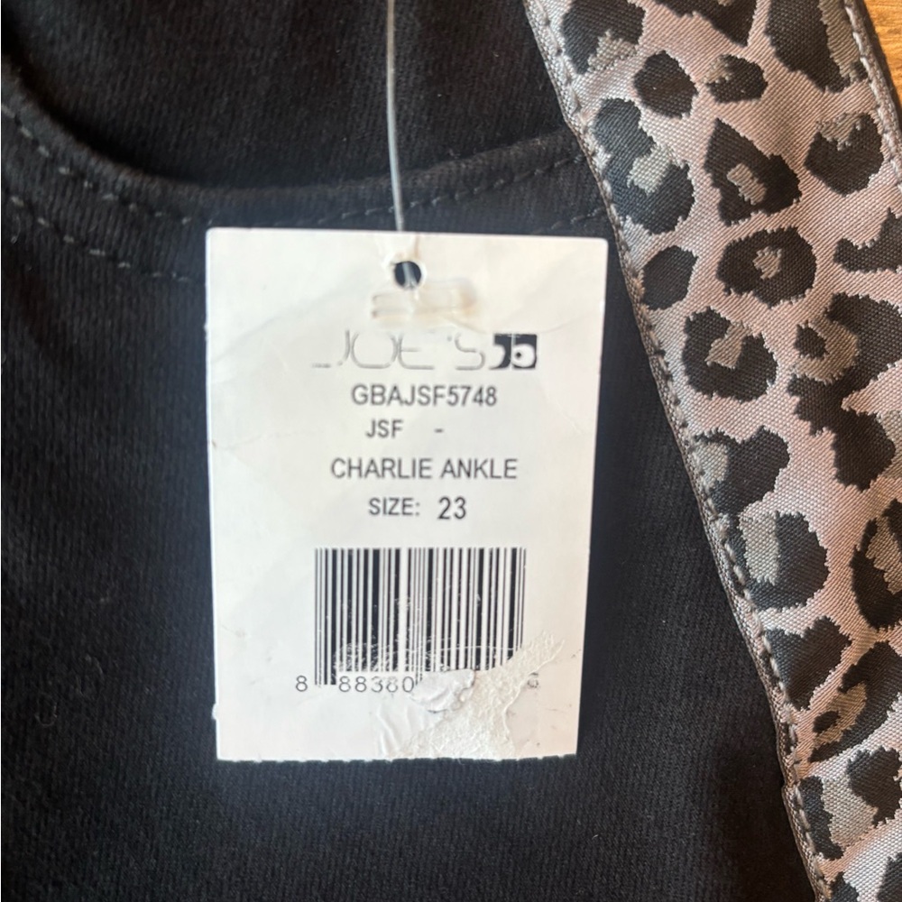 Joe’s Jeans High Rise Skinny Ankle Jeans Leopard Side Stripe Black Size 23 NWT - Picture 4 of 11